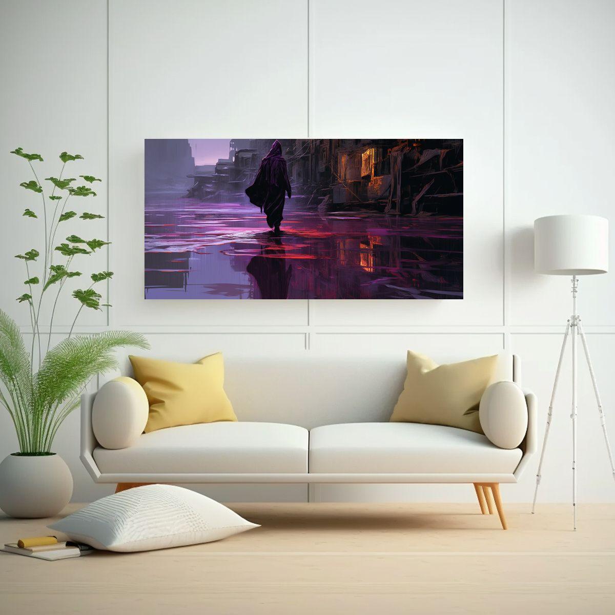 Cuadro Decorativo De Figura En Perfil Con Túnica 100x50cm-2