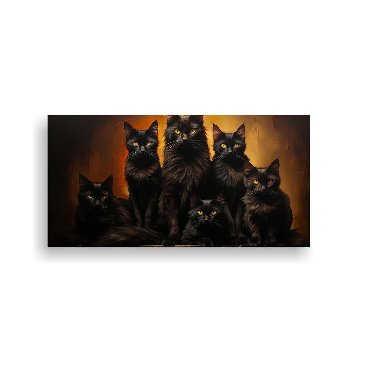 Cuadro De Inspiración: Gatos Negros En Una Pila 120x60cm-0
