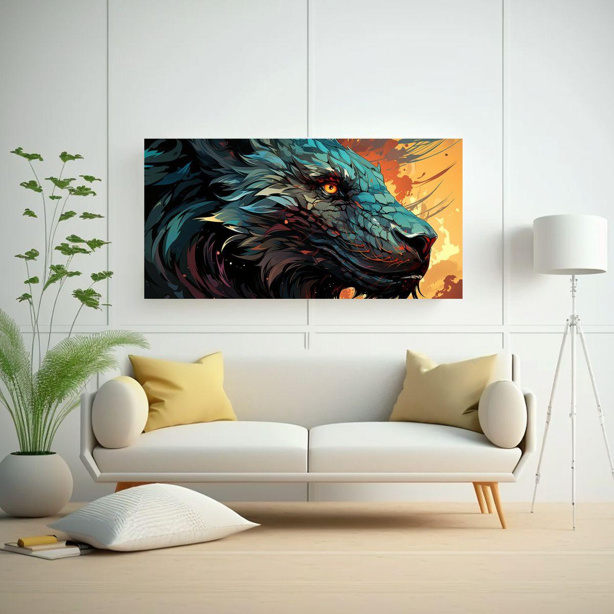 Lienzo Abstracto Reflejo De Dragón En Colores 100x50 Cm-2