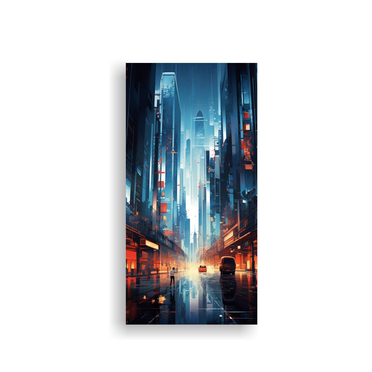 Cuadro Dibujo Relieve Ciudad Futurista Animada 80x160cm-0