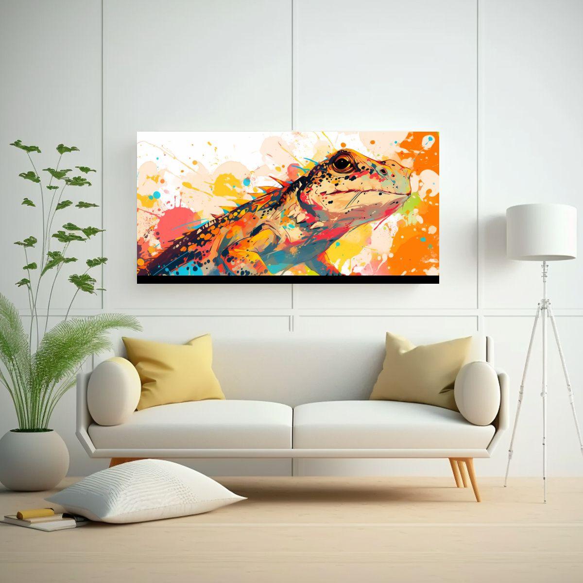 Pintura De Arte Pop Neo De Reptil En Colores Vibra 40x20cm-2