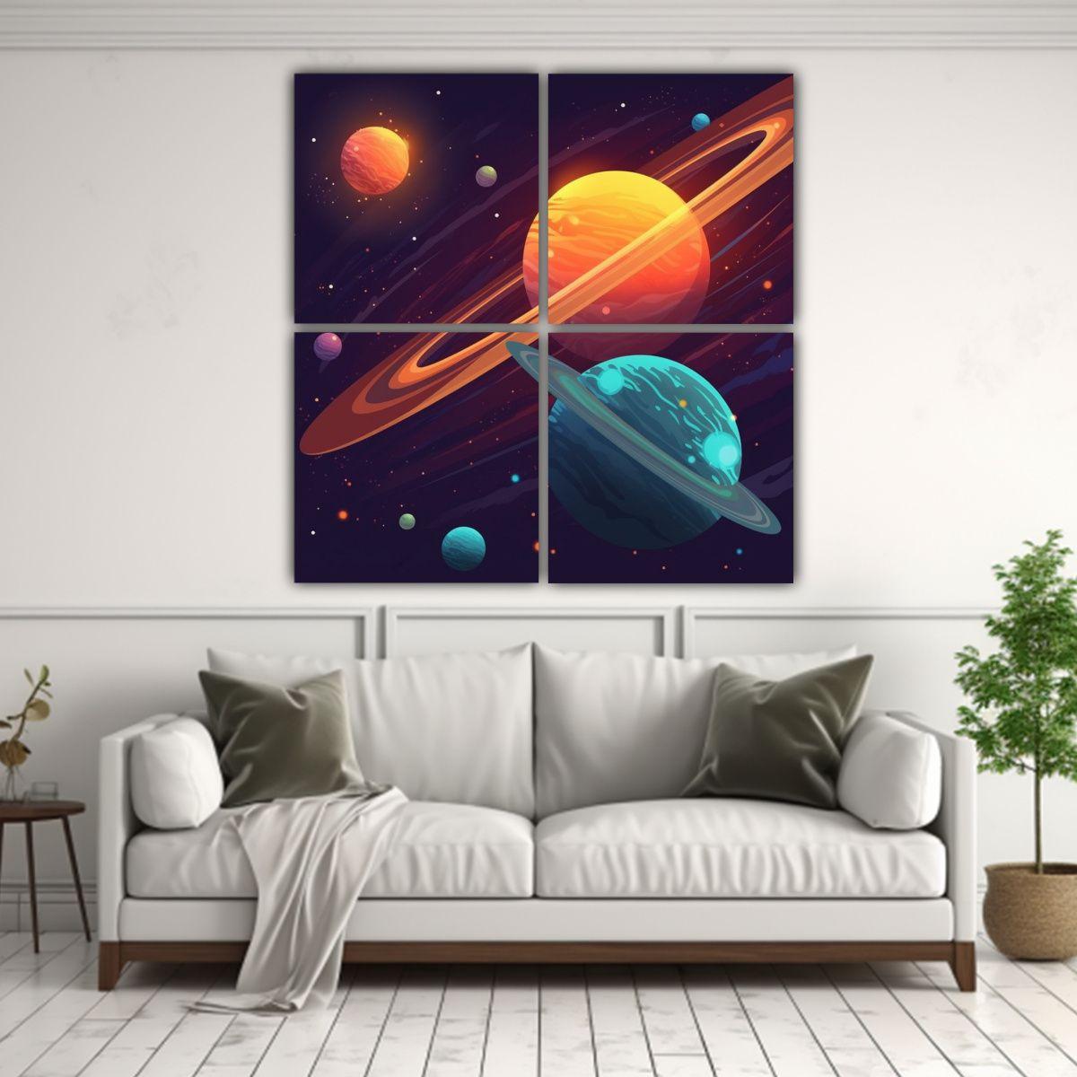 Cuadros Decorativos Con Planetas Y Líneas Finas, 40x40 Cm-2
