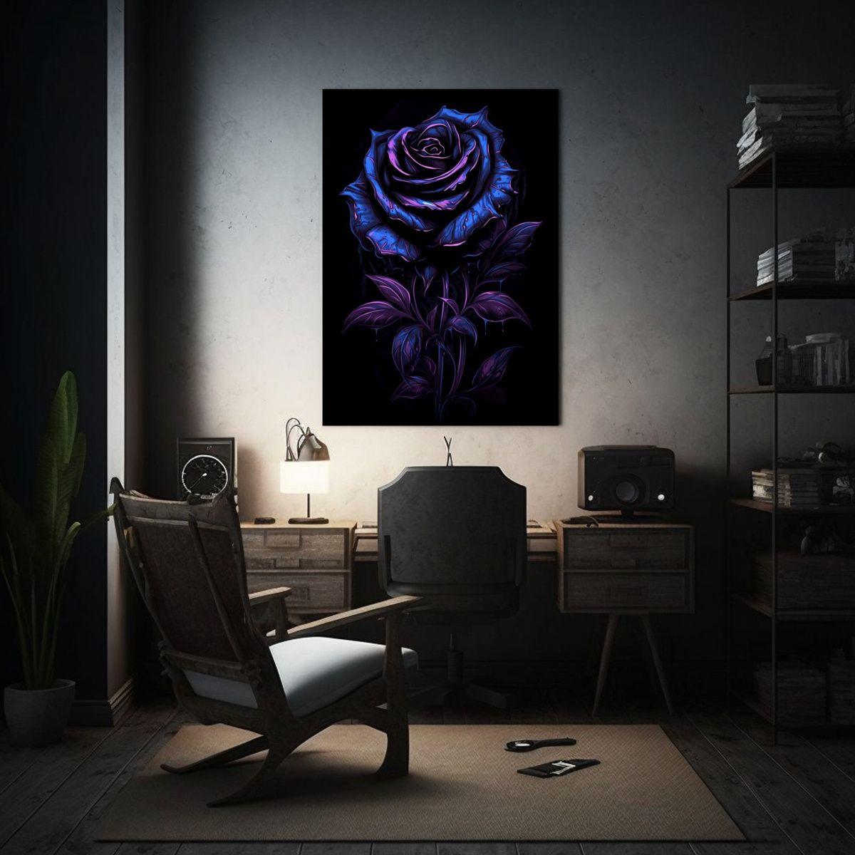 Pintura De Decoración Inspiradora Con Rosa Negra 20x30cm-2