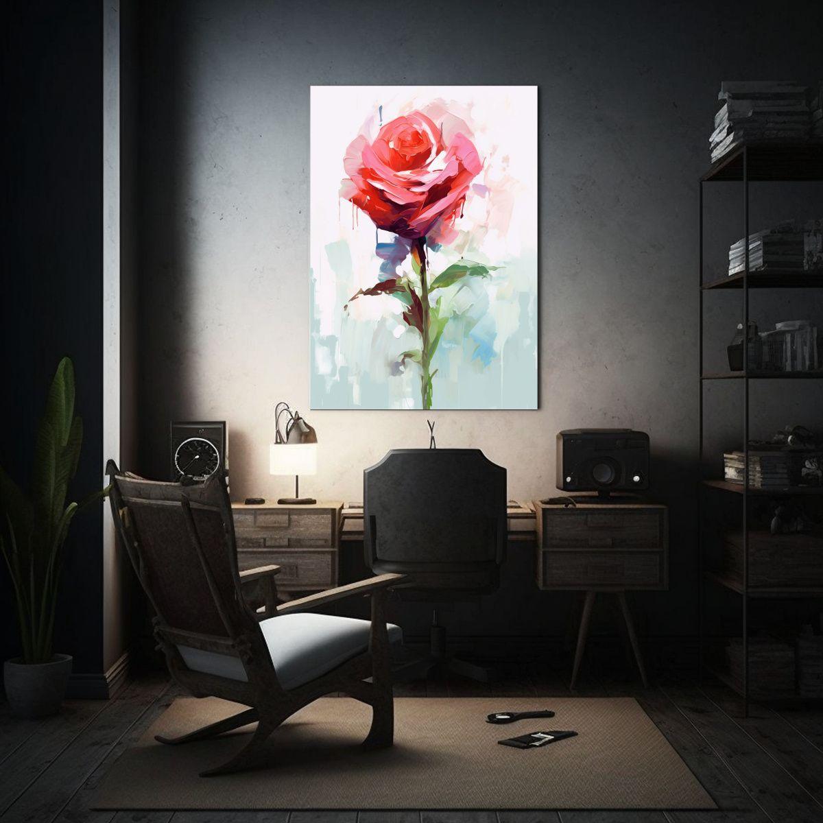 Pintura De Arte De Pared: Rosa Bella Sobre Fondo 60x90 Cm-2