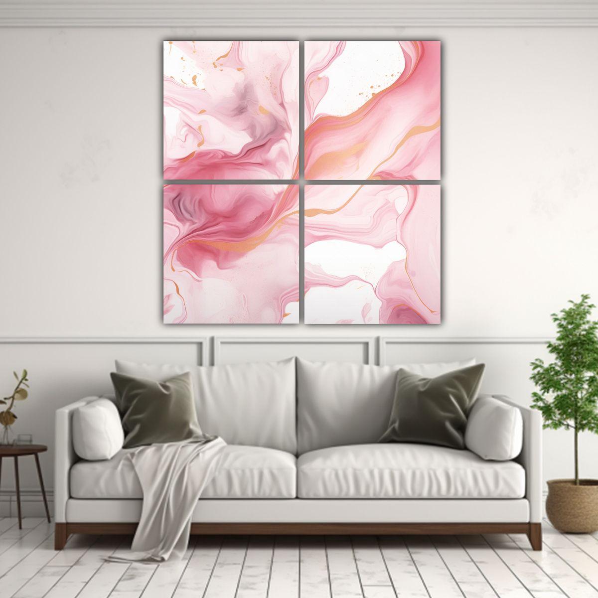 Cuatro Telas En Bastidor Decorativo Watercolor 160x160 Cm-2
