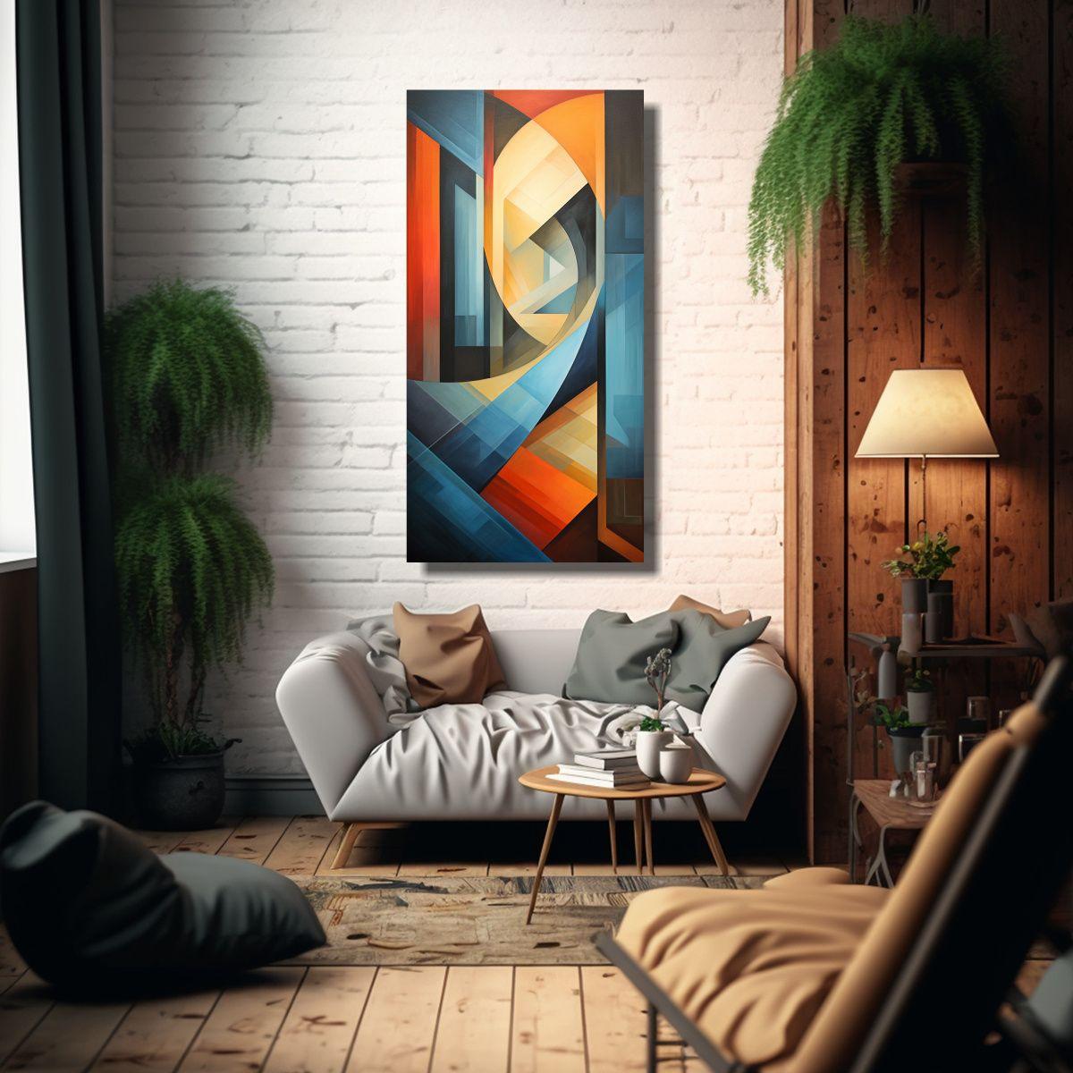 Cuadro Abstracto: Figuras Que Fusionan Y 80x160cm-2