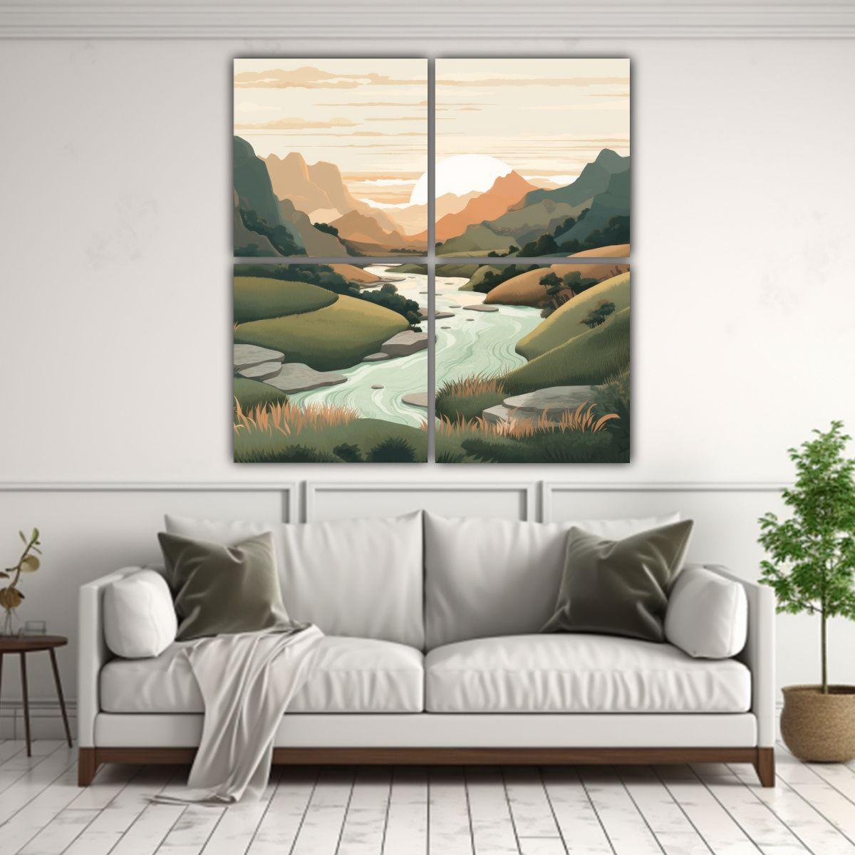 Cuadro De Paisaje En Valle Tranquilo En Forma 120x120 Cm-2