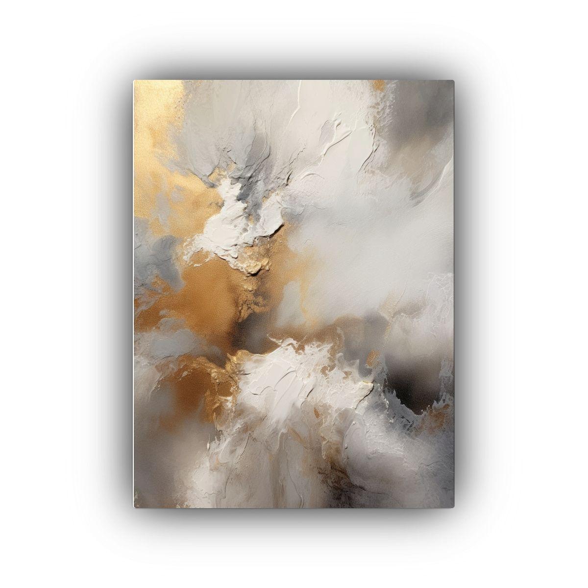 Pintura Abstracta Con Gris, Oro Y Plata En Lienzo 50x65cm-0
