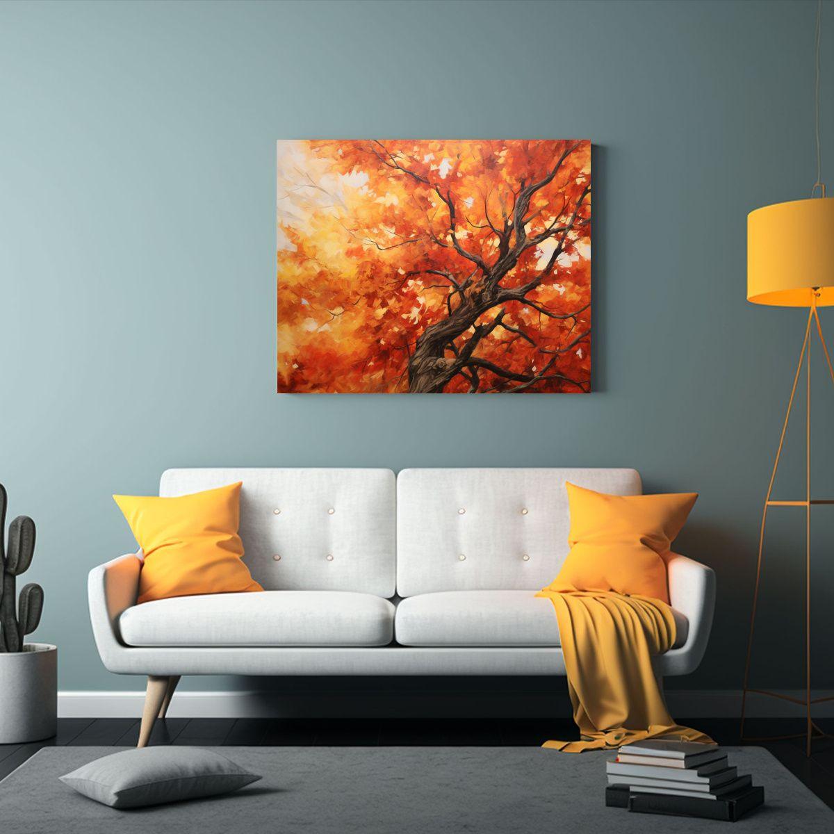 Cuadro Abstracto De Árboles De Arce En Tela Bastidor: Stree 120x80cm-2