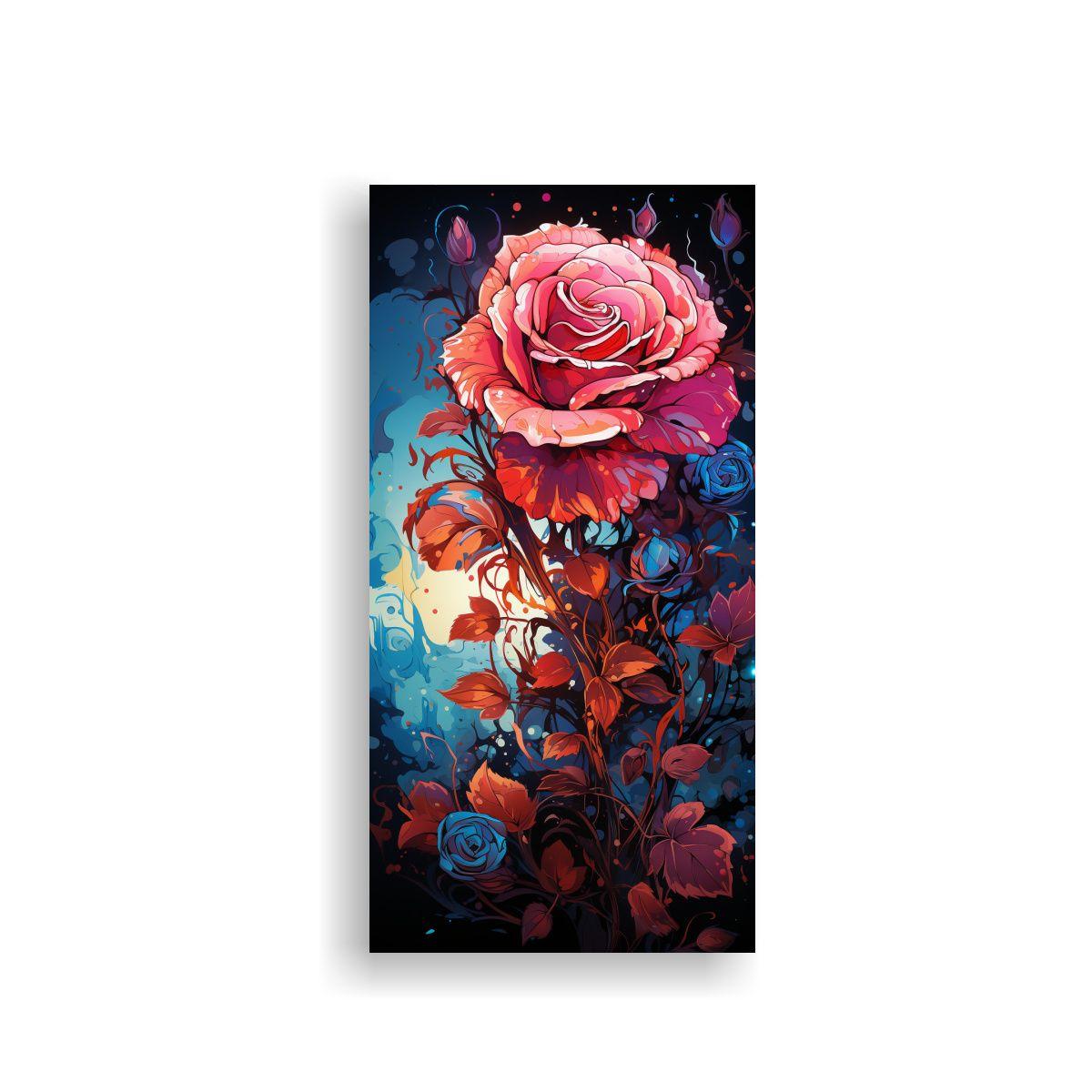 Pintura Decorativa Canva Con Fondo De Rosa Estilo 20x40cm-0