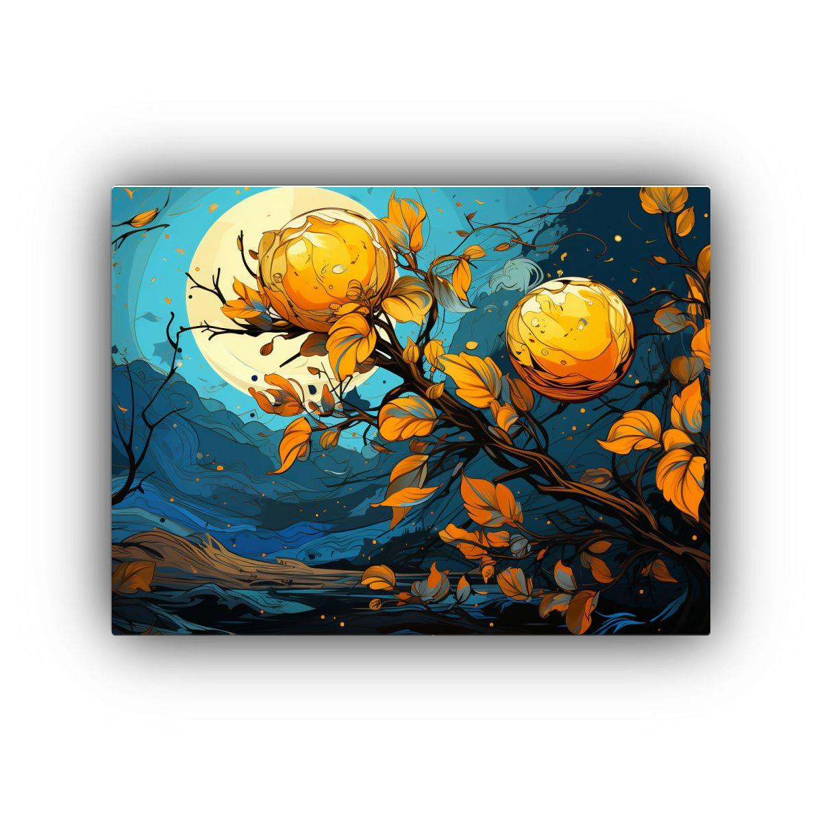 Cuadro Poderoso Árbol Manzana Amarillo Estilo Neonoir Pop 60x40cm-0