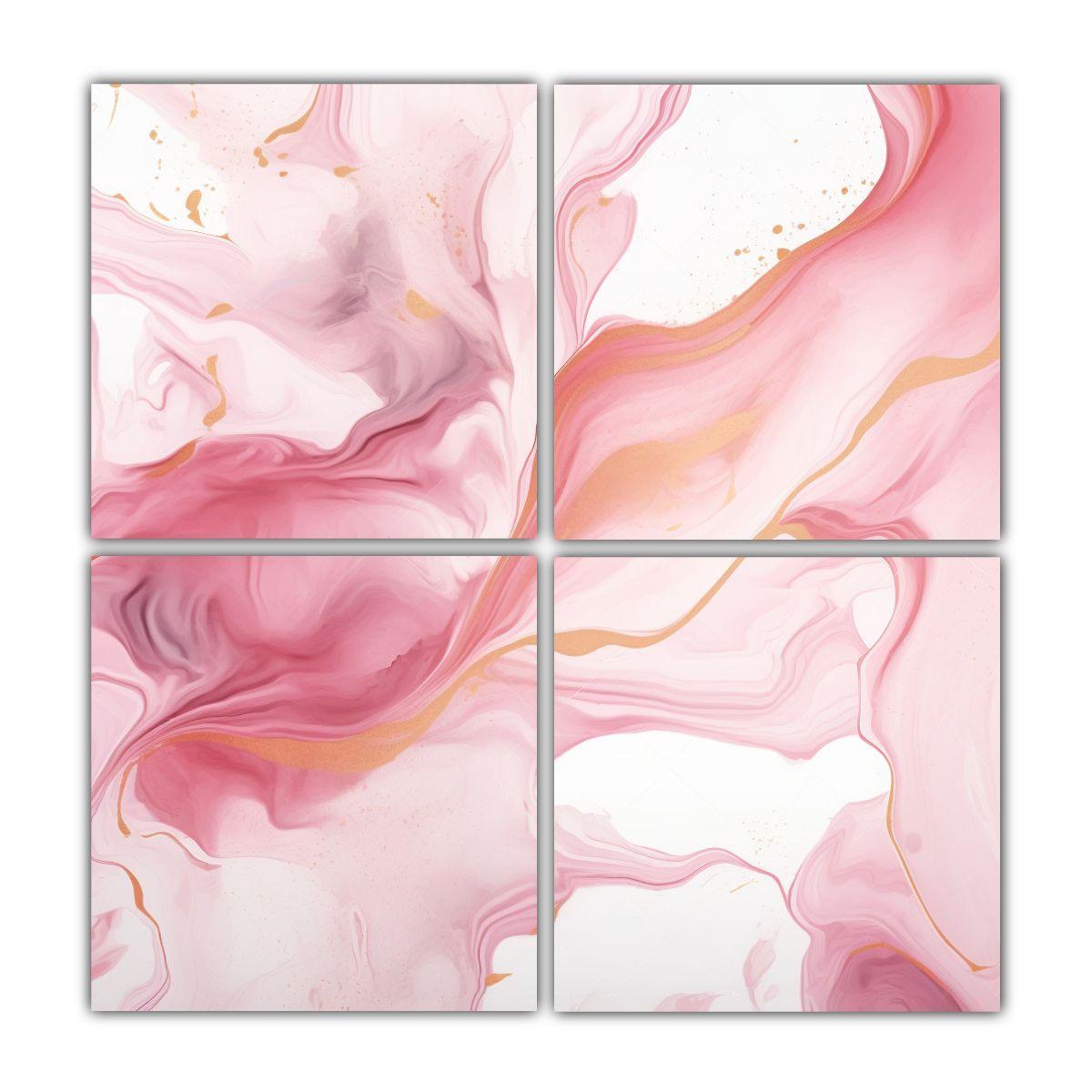 Cuatro Telas En Bastidor Decorativo Watercolor 140x140 Cm-0