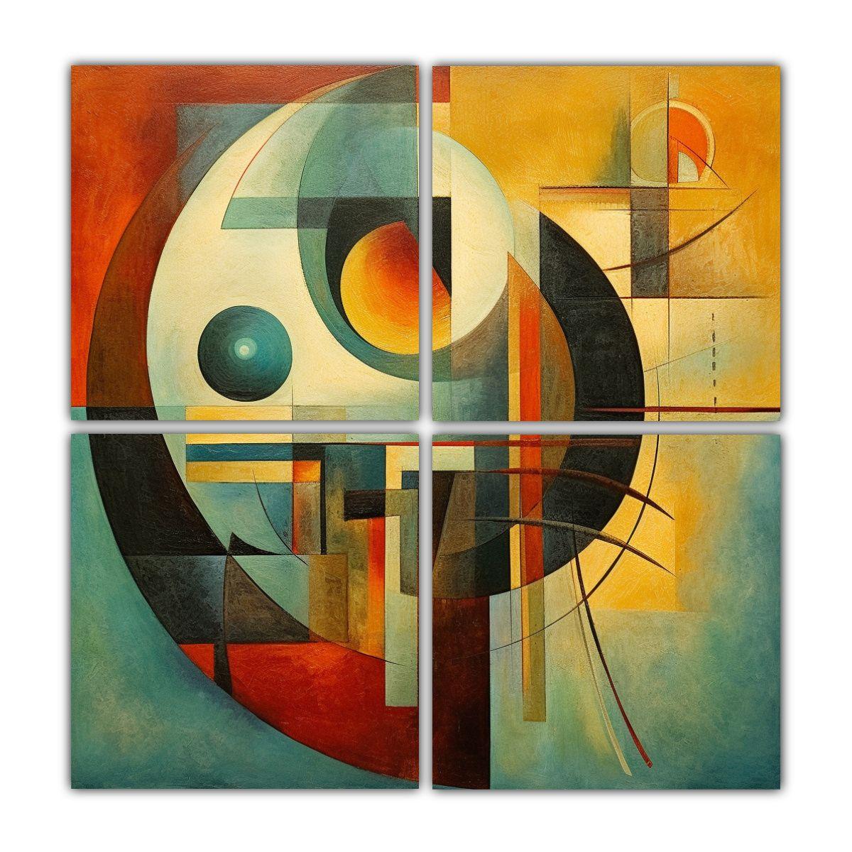 Cuatro Lienzos Formación Arte Abstracto Siglo XX 100x100 Cm-0