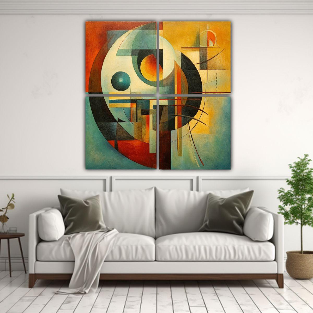 Cuatro Lienzos Formación Arte Abstracto Siglo XX 100x100 Cm-2