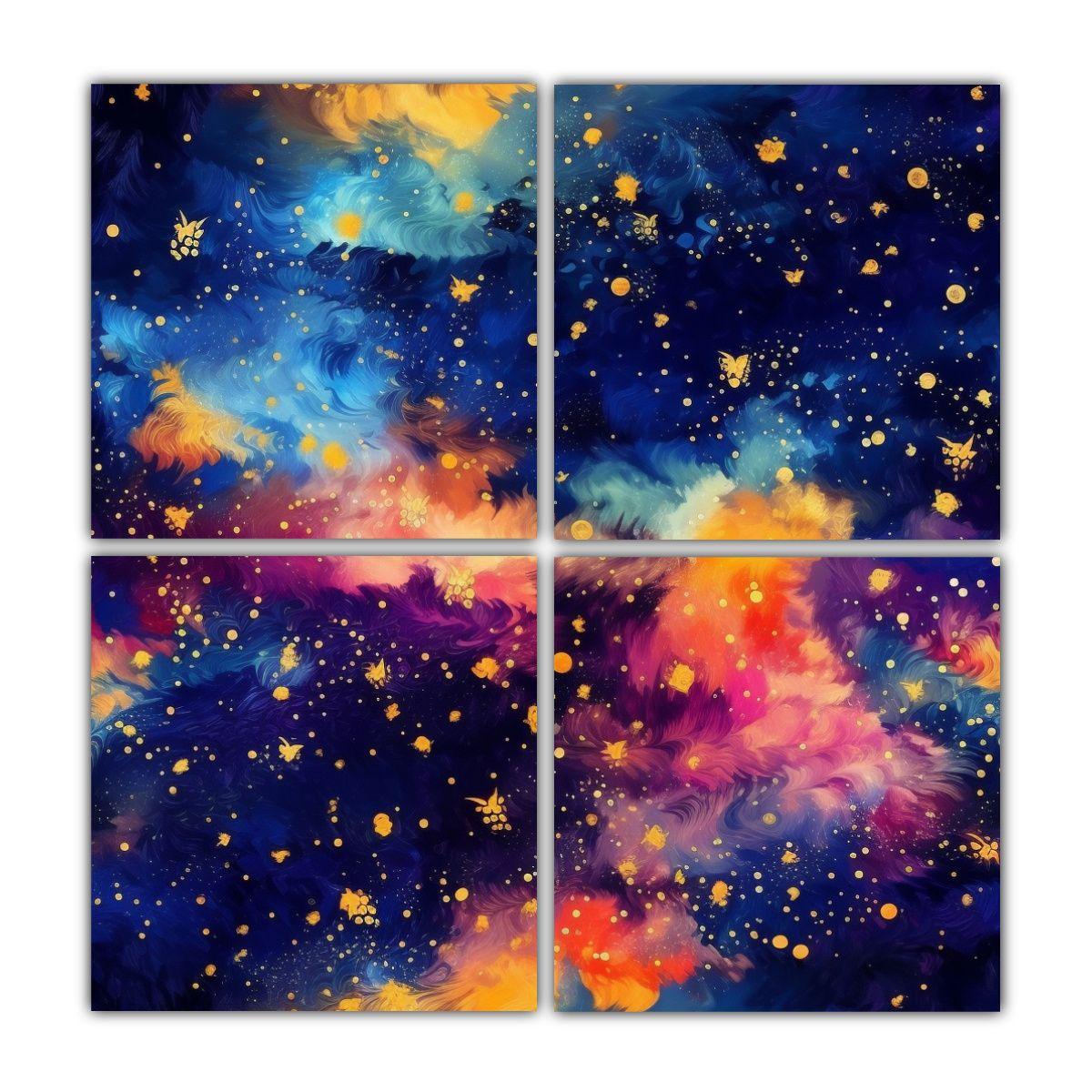 Cuatro Telas En Bastidor Tema Contraste 100x100 Cm-0