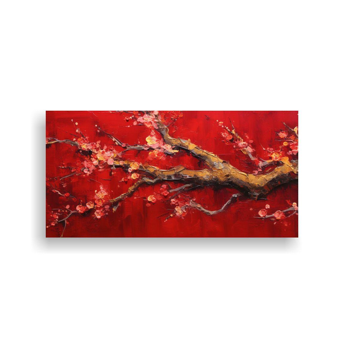 Pinturas Florales En Fondo De Resina Carmesí 100x50cm-0