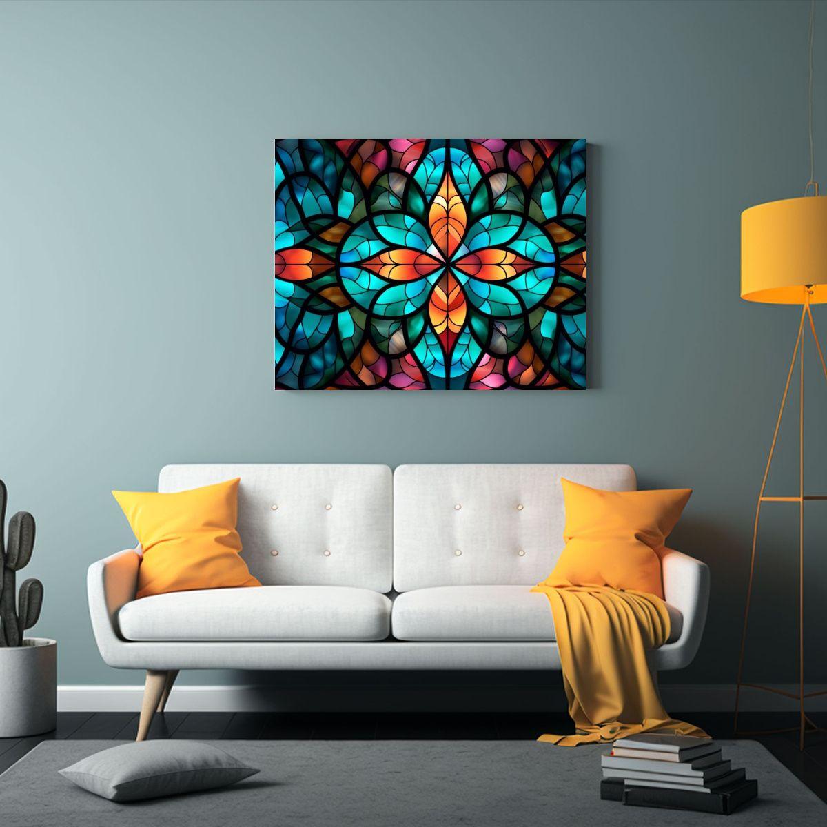 Pintura Acuarela Minimalista En Lienzo Con Patrón De Vidrie 40x30cm-2