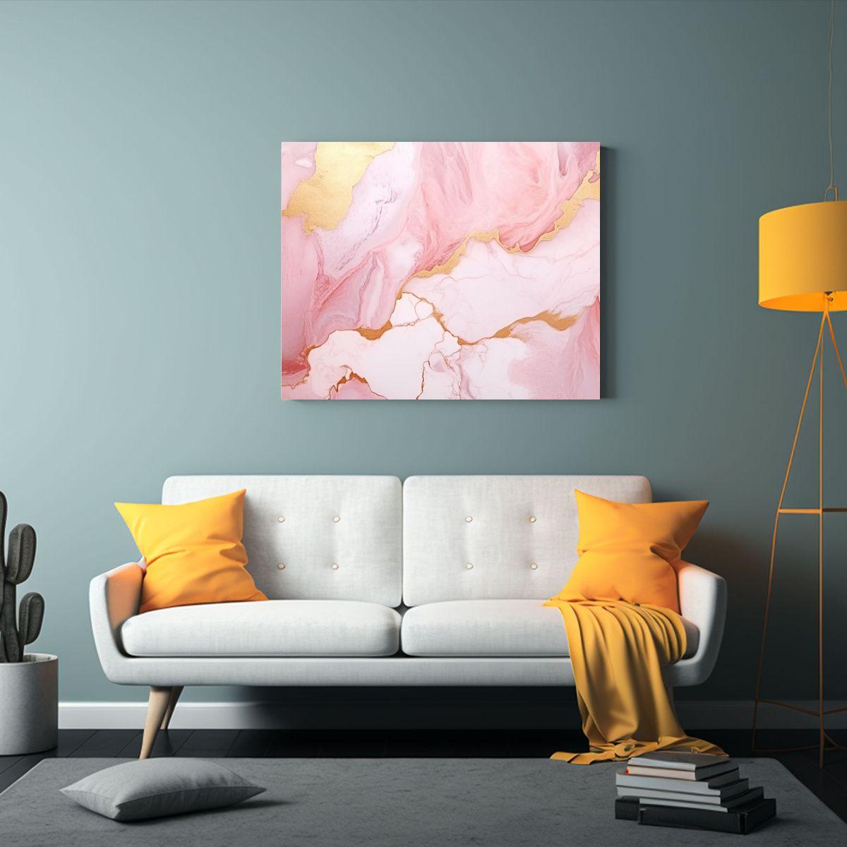 Obra De Arte Abstracta En Tonos Rosados Y Líquidos. 65x50cm-2