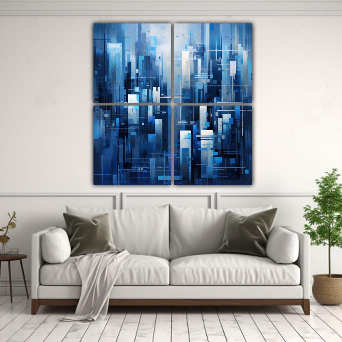 4 Cuadro Tonos Elegancia Abstracta De Ciudad 160x160 Cm-2