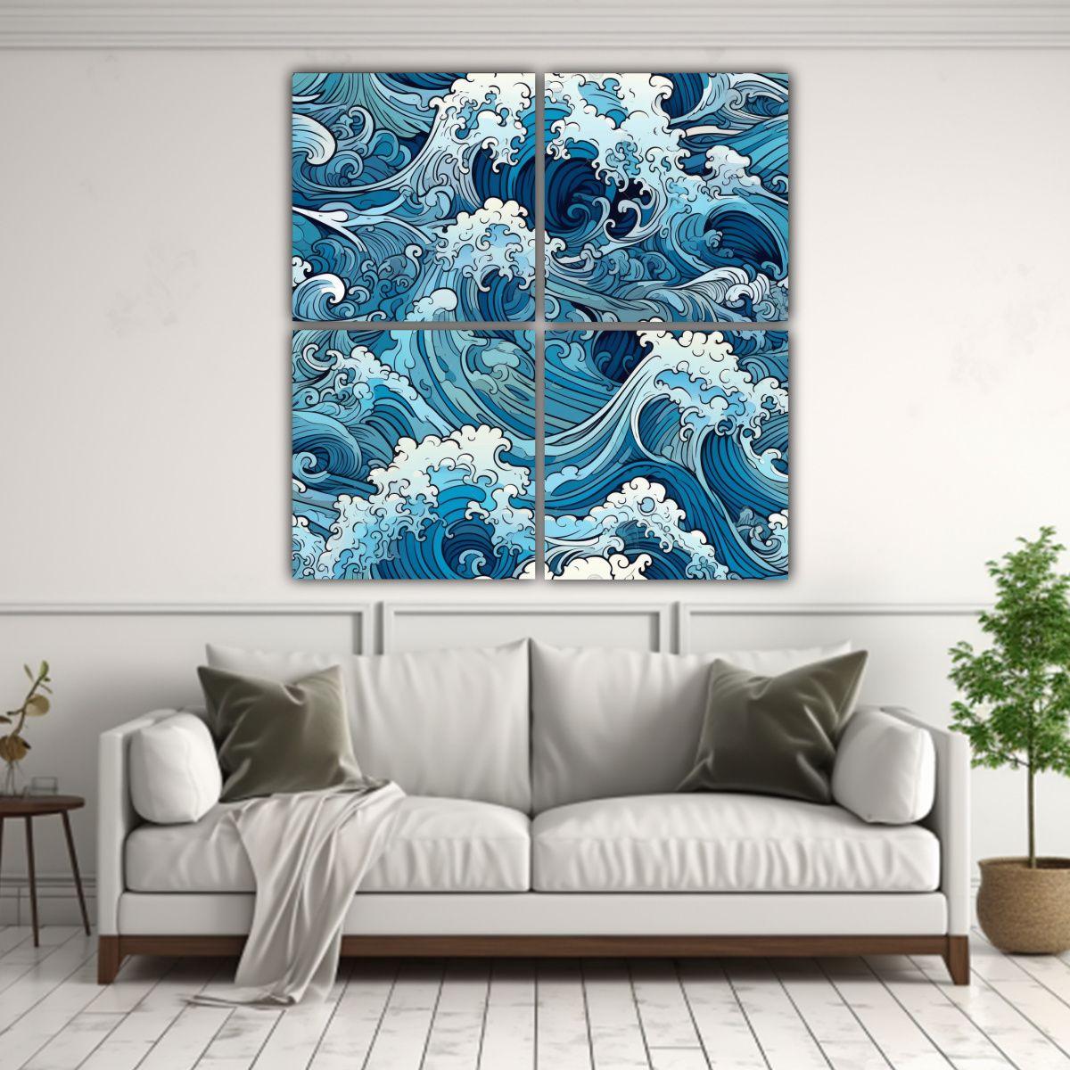 Pinturas Decorativas De Cuadriptico Calidos Vida 60x60 Cm-2