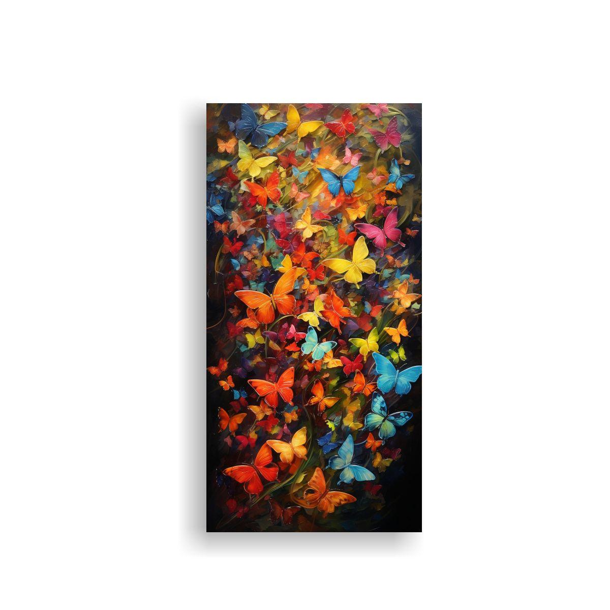 Pinturas Abstractas De Mariposas En Bastidor 70x140cm-0