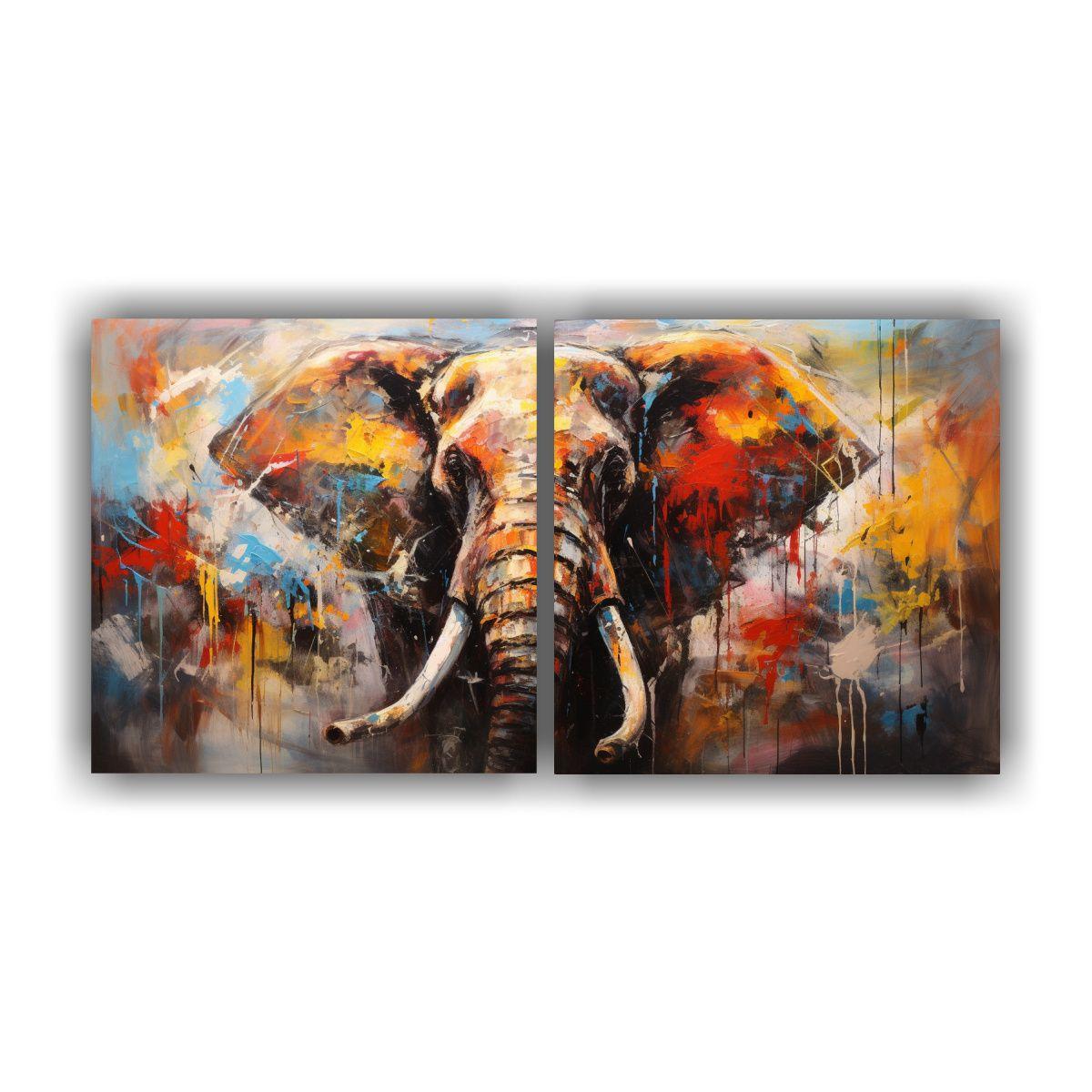 Cuadros Expresión Surrealista Elefante Abstracto 140x70 Cm-0