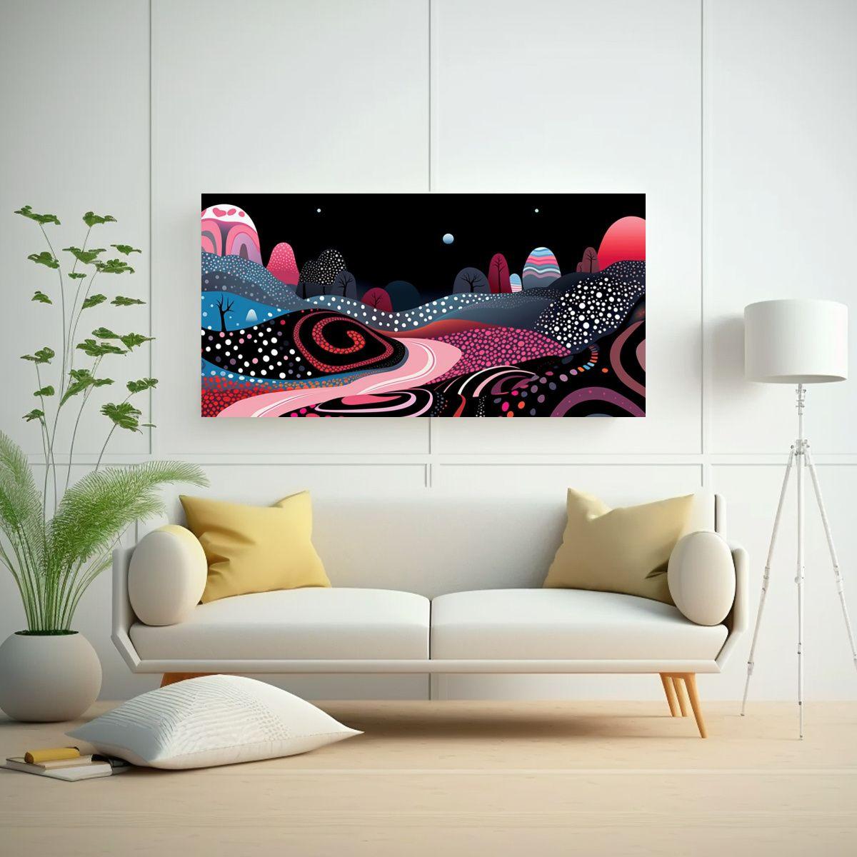 Cuadro Arte Pared Luna Por Yayoi Kusama Intenso 120x60cm-2
