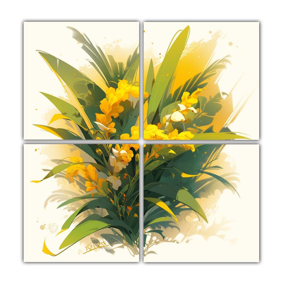 Pinturas Decorativas: 4 Lienzos De Tela 140x140 Cm-0