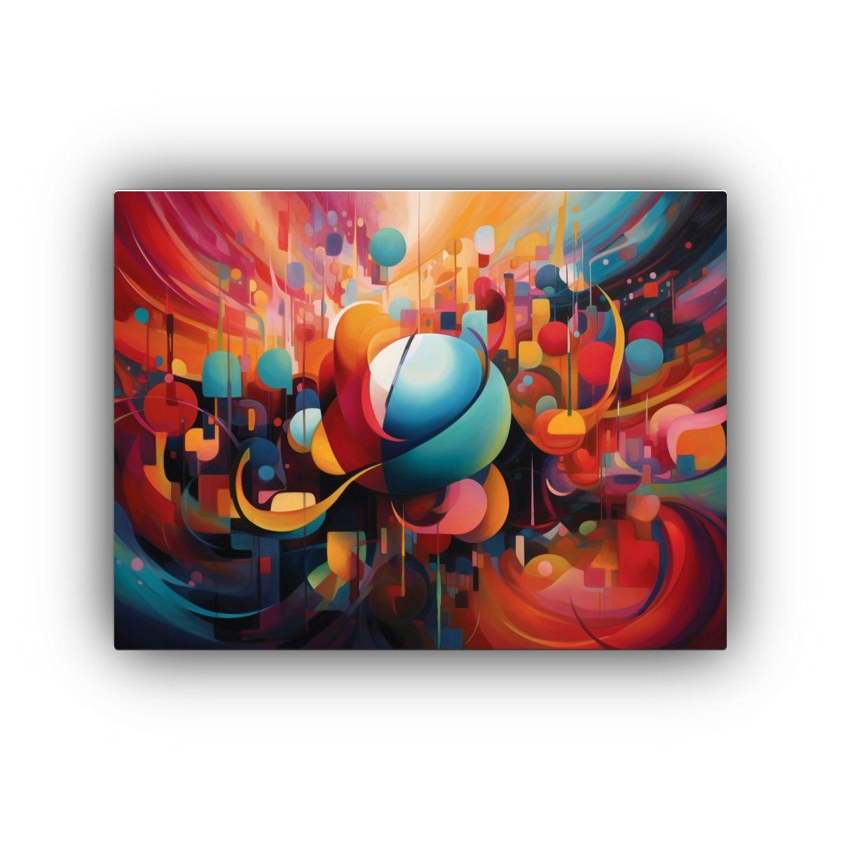 Cuadro Moderno Abstracto Rectangular Con Coloridos Tonos Vib 50x40cm-0