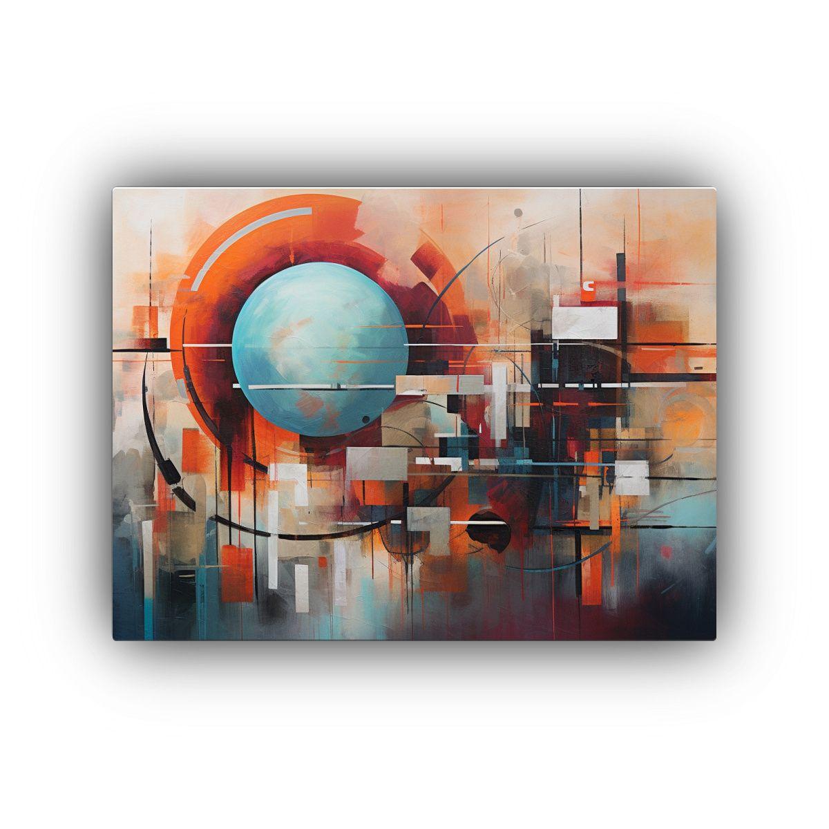 Pintura Abstracta Colorida: Cuadro Moderno Técnico Para Dec 65x50cm-0