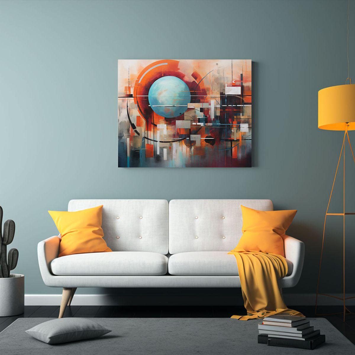 Pintura Abstracta Colorida: Cuadro Moderno Técnico Para Dec 65x50cm-2