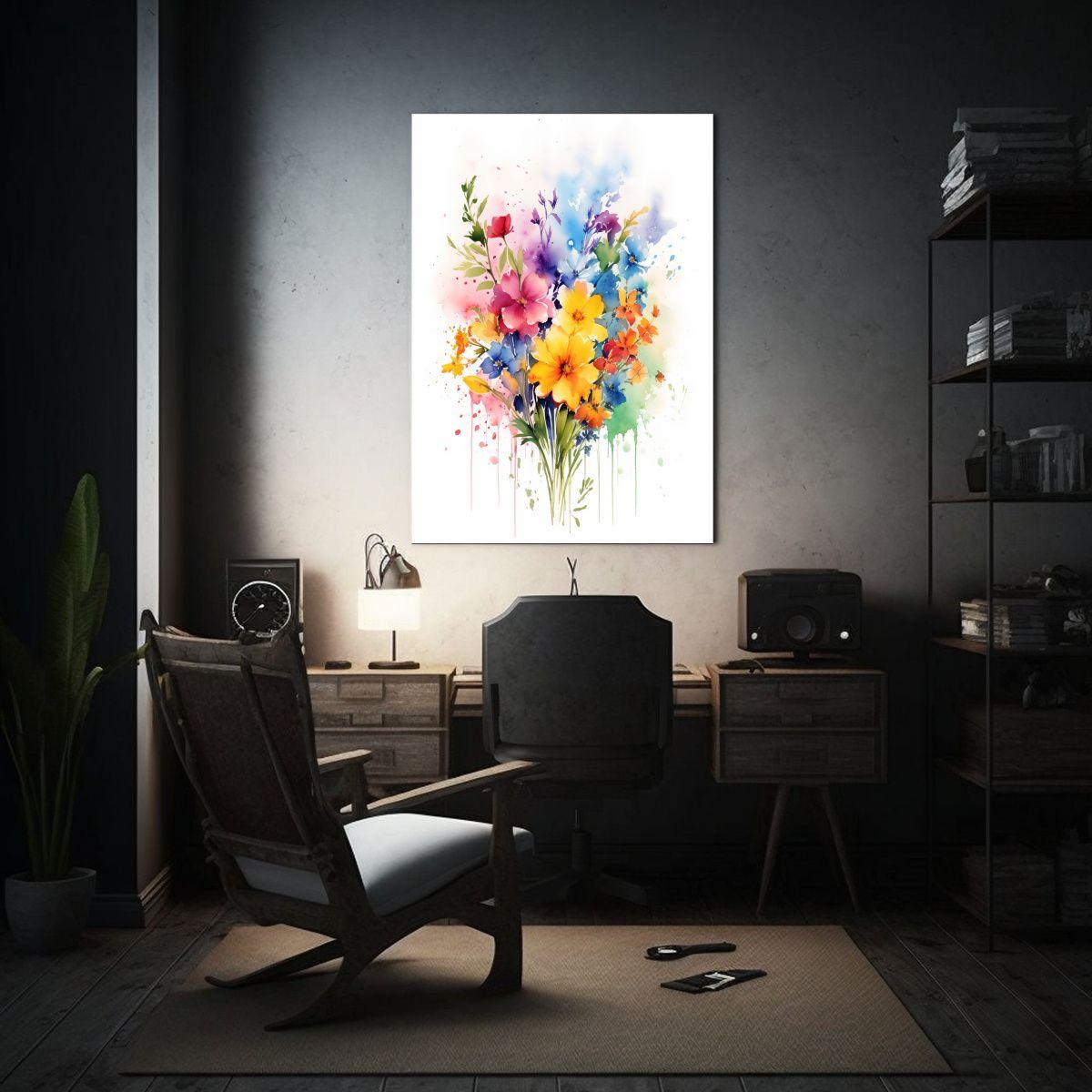 Lienzo De Tela Estrellados Bouquet De Flores 30x40cm-2