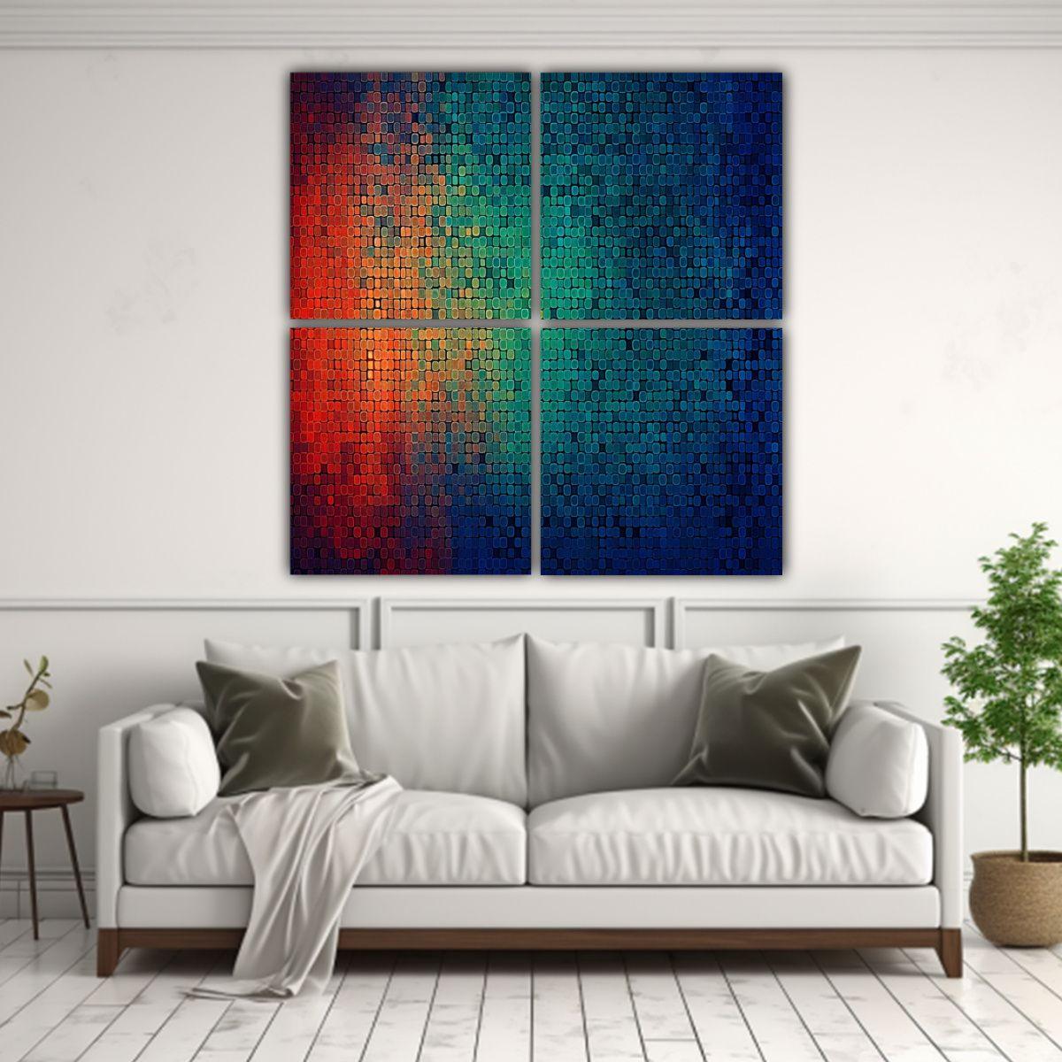 Cuatro Lienzos Abstractos Temáticos Con Píxeles 180x180 Cm-2