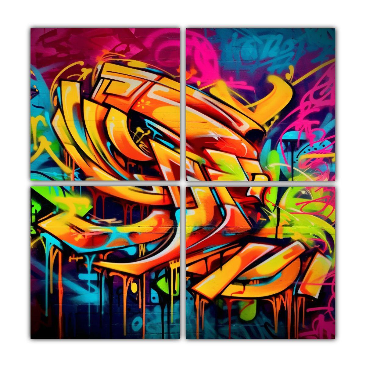 Pintura Decorativa Cuatro Cuadros Concepto 80x80 Cm-0