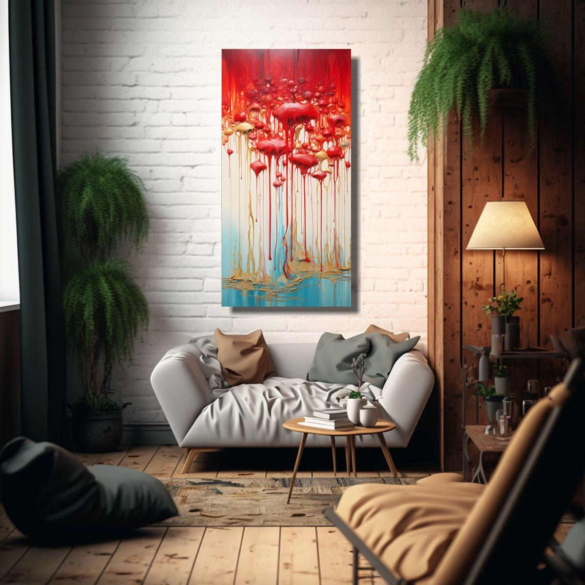 Cuadro Fotografía Temática En Rojo Y Dorado 50x100cm-2