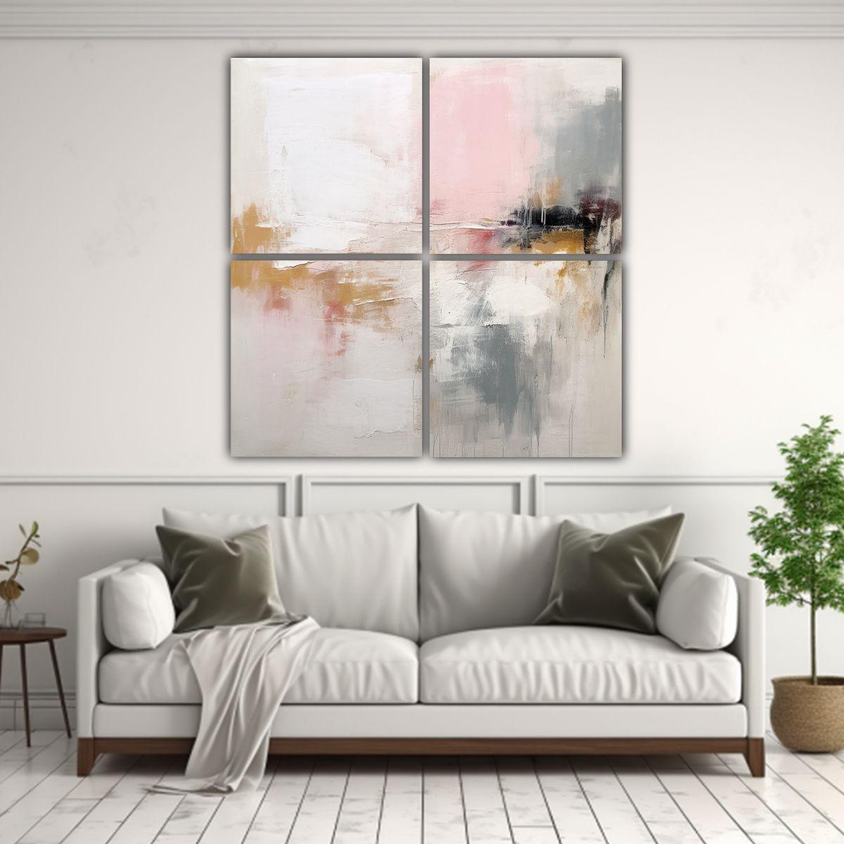 Cuadro Abstracto Minimalista Con Pinceladas 120x120 Cm-2