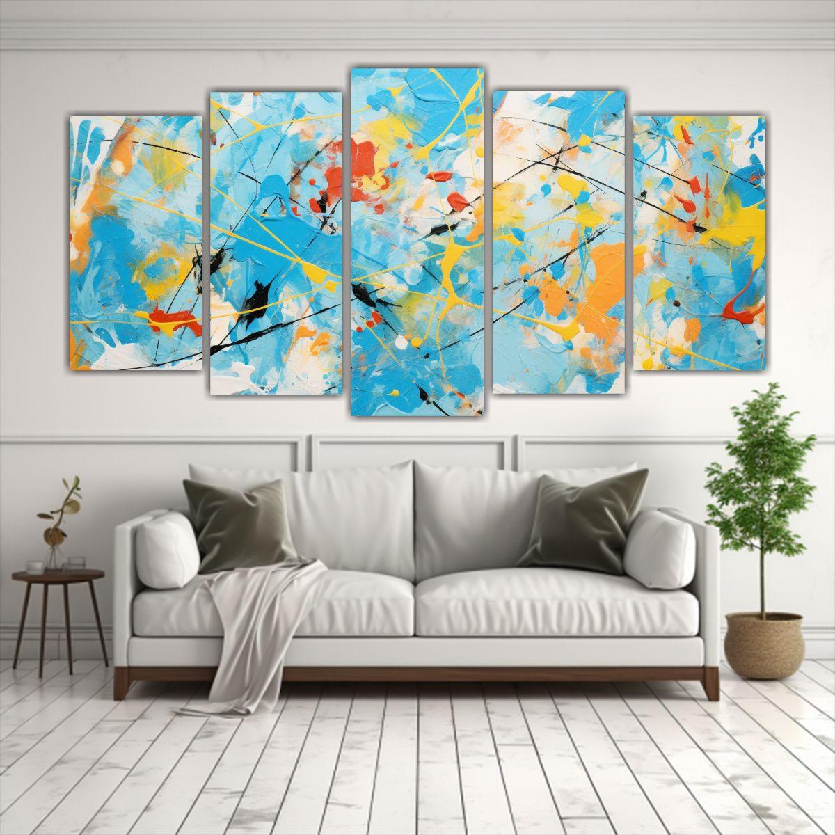 Pintura Decorativa Estilo Jackson Pollock Con 150x75 Cm-2