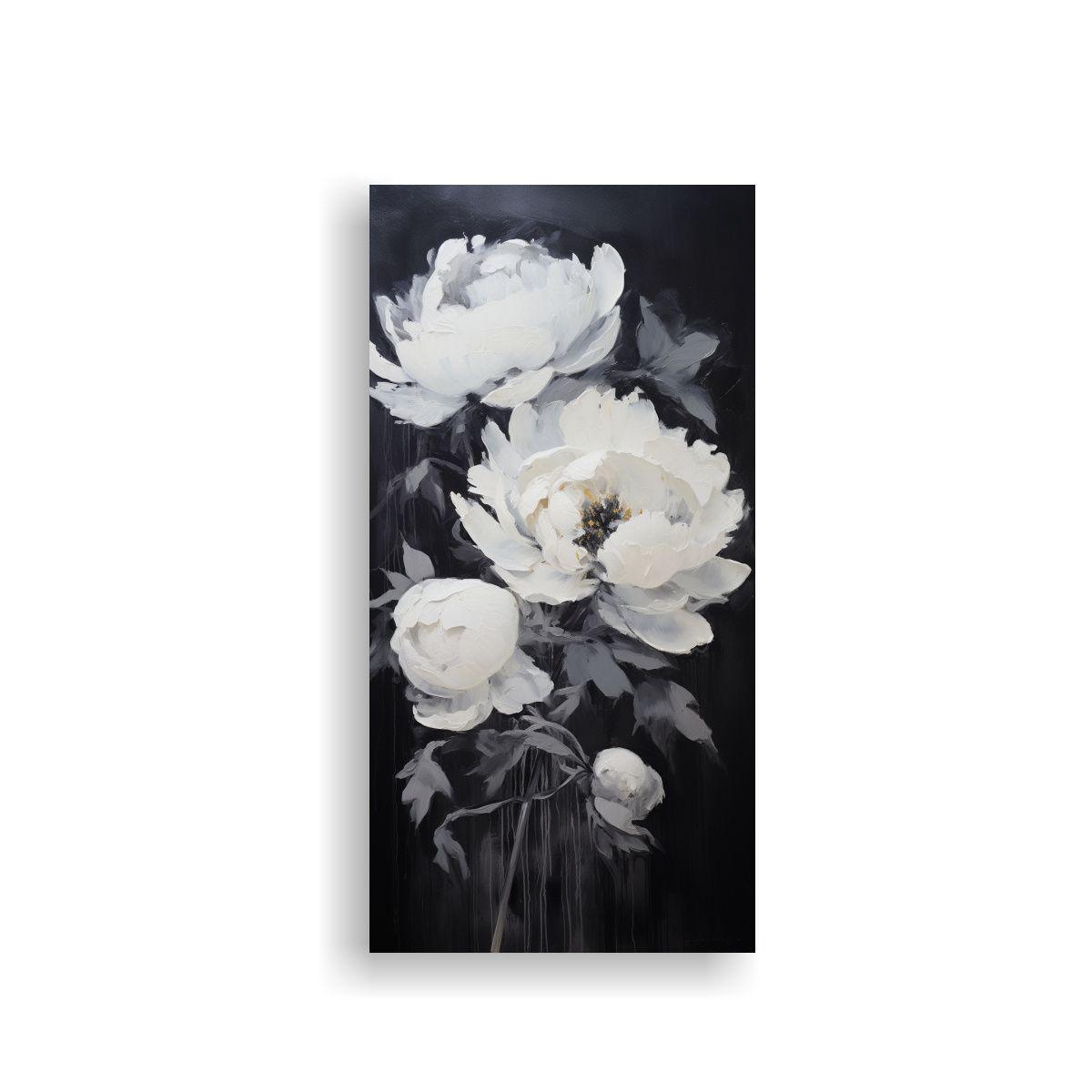 Cuadro Simple De Peonías Negras En Lienzo 60x120cm-0