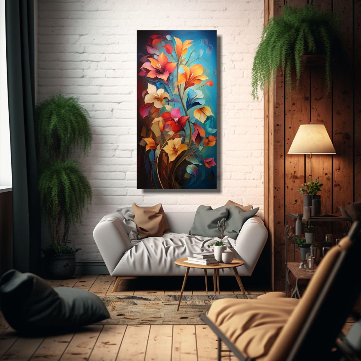 Cuadros Abstractos De Flores Modernos Para 70x140 Cm-2