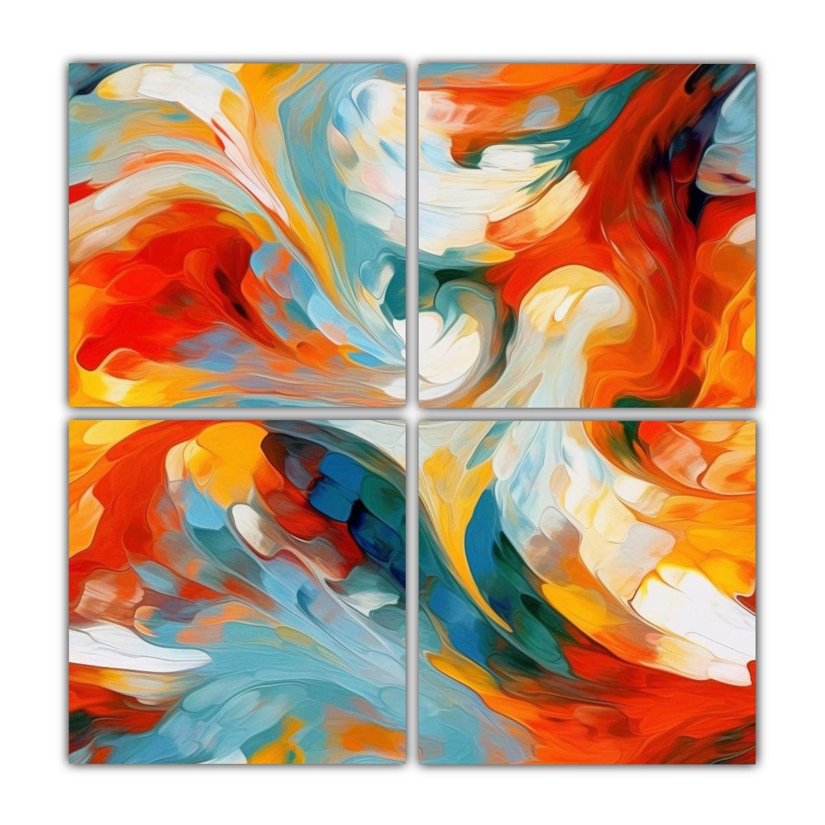 Cuadro Abstracto Acuarela Brillante De 40x40 Cm-0