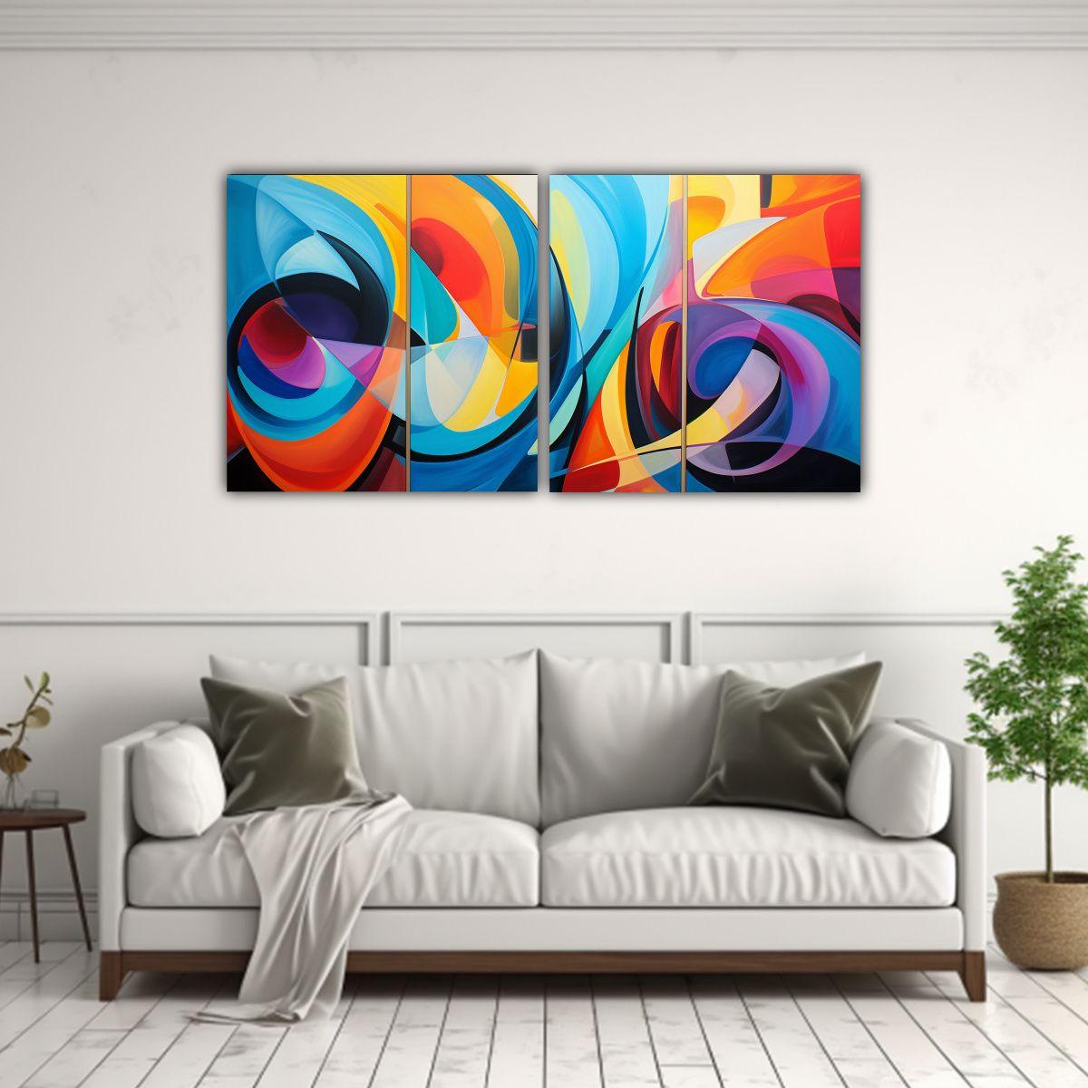 Cuadros Abstractos Coloridos Para Decoración 40x20 Cm-2