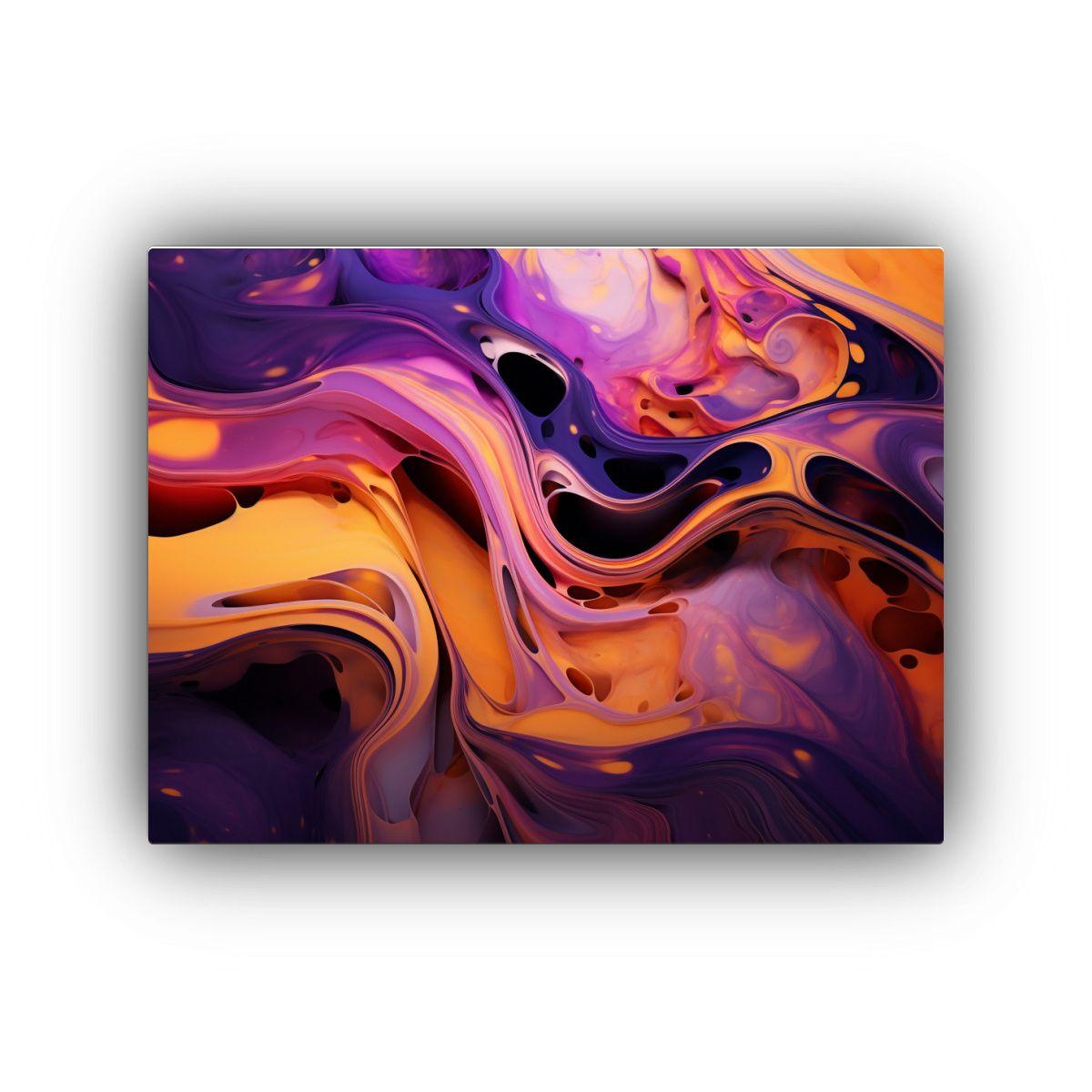 Pinturas Abstractas En Morado, Naranja Y Negro 60x40cm-0