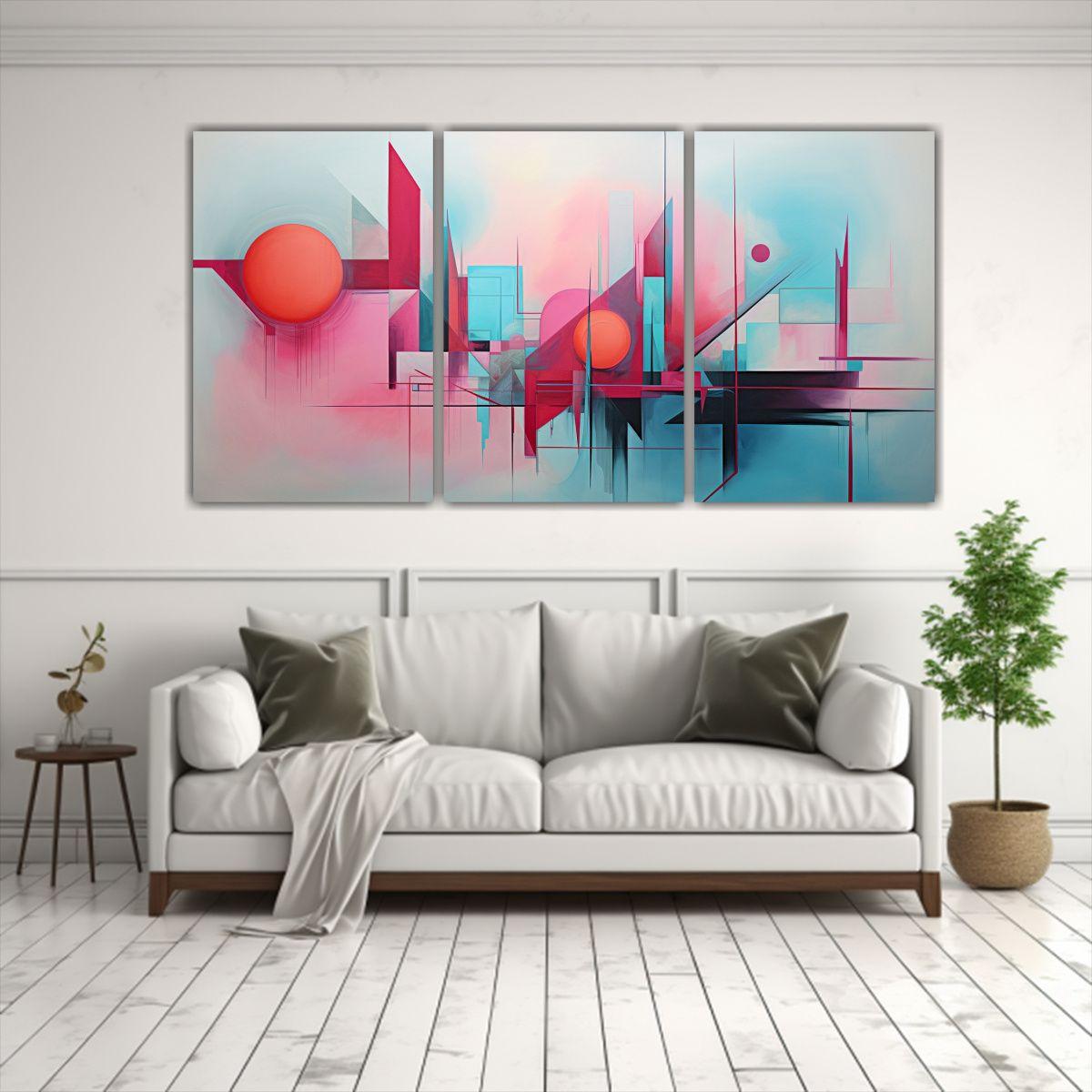 Conjunto De Cuadros Abstractos En Colores 180x90 Cm-2