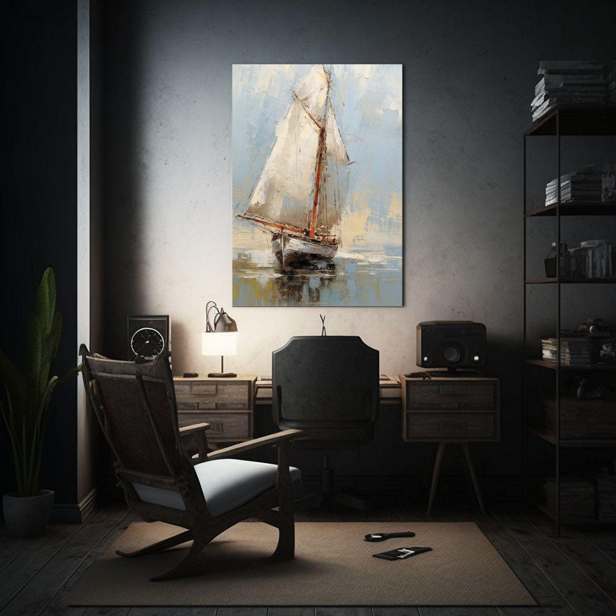 Cuadro En Bastidor Estilo Blanco Y Gris, Cuadro Elegante De  40x50cm-2