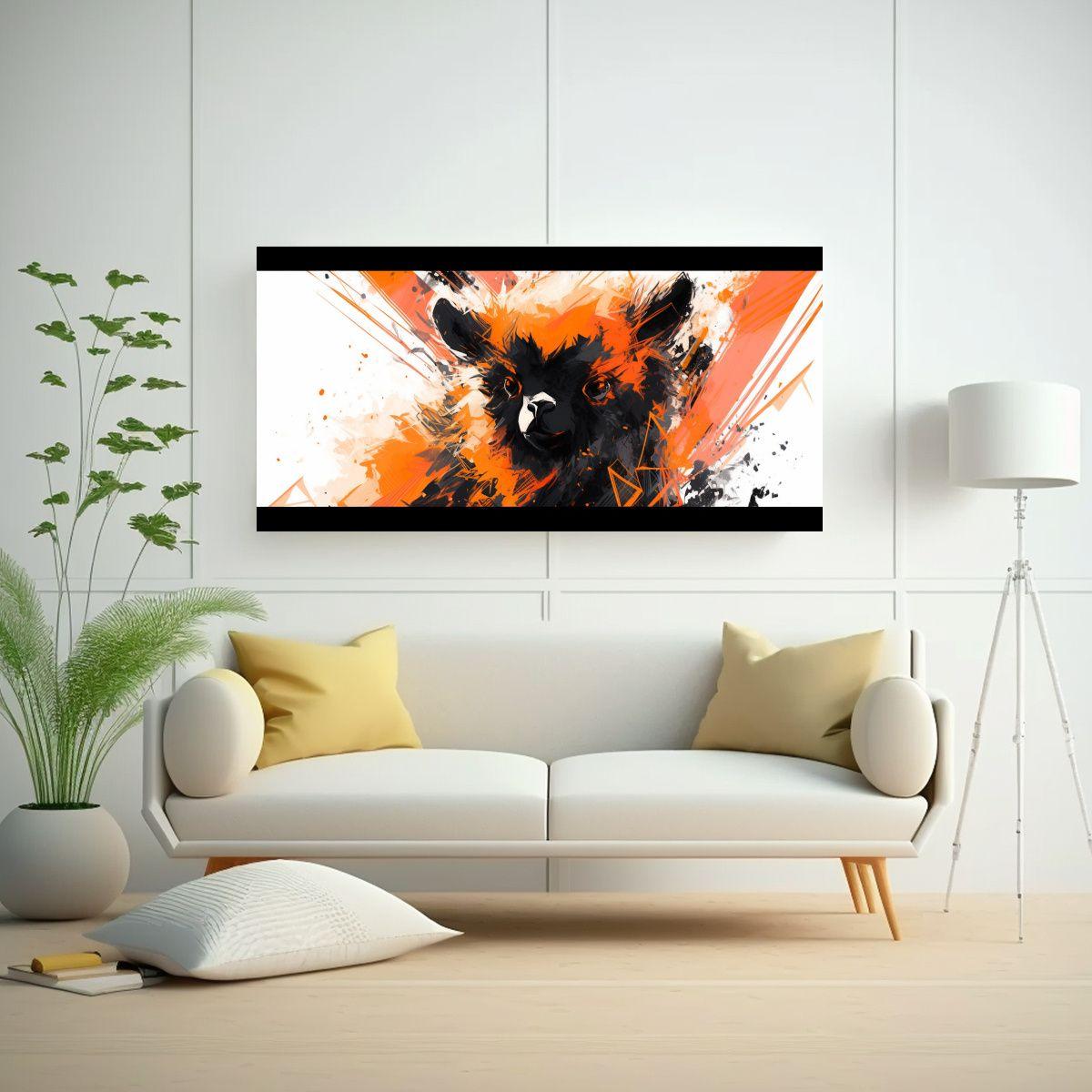 Cuadro Abstracto Alpaca En Colores Naranja Y Negro 80x40cm-2