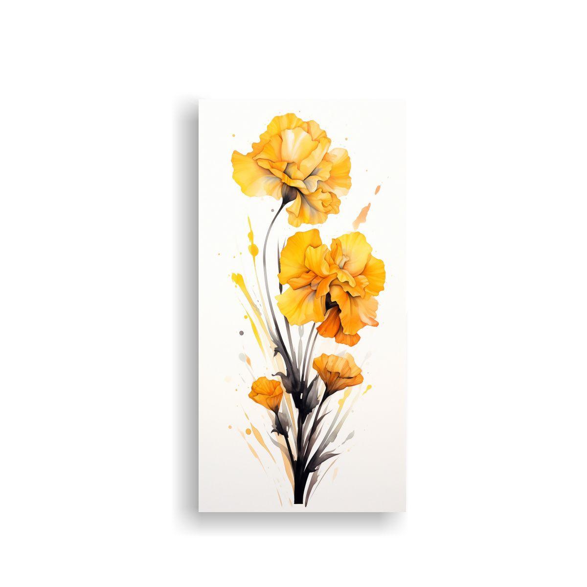 Pinturas Abstractas De Flores Amarillas Y Negras 30x60 Cm-0