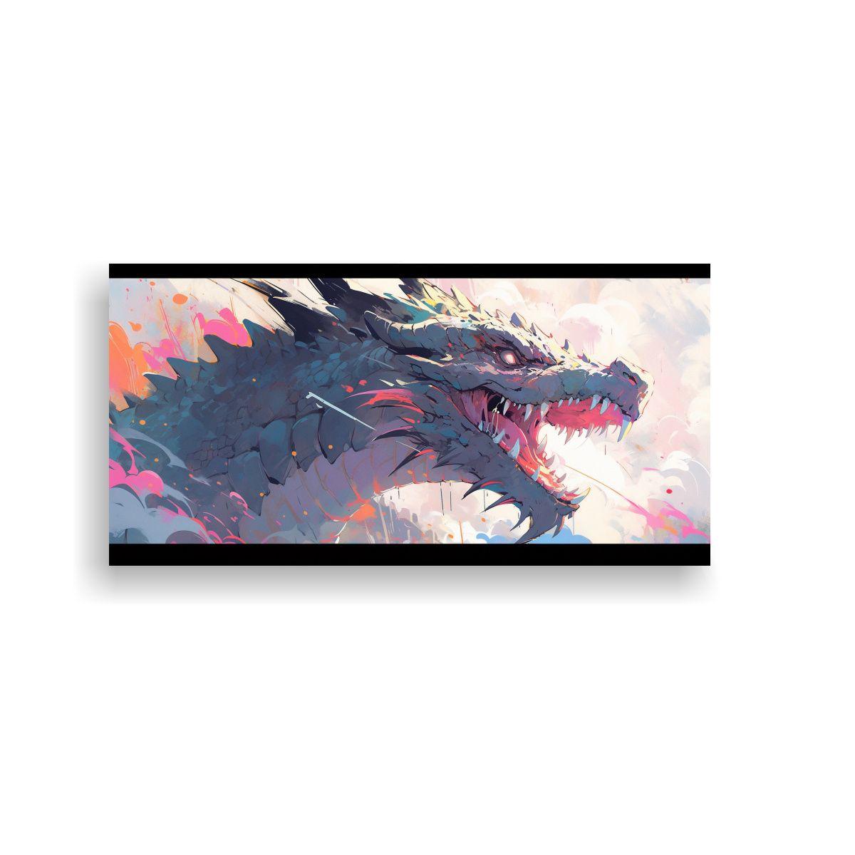 Cuadros De Diseño: Dragón En Colores Vibrantes 140x70cm-0