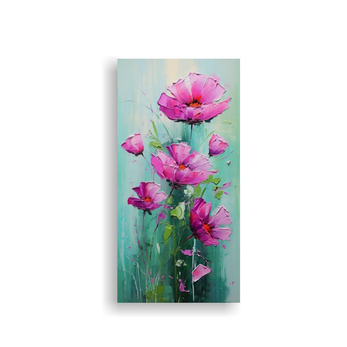 Cuadro Innovador Composición Verde Y Magenta 50x100cm-0