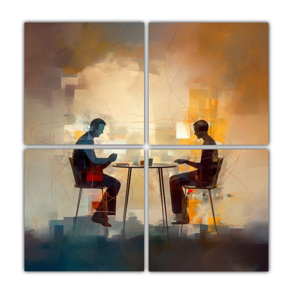 Cuadro Abstracto Para Decoración De Dos Personas 100x100 Cm-0