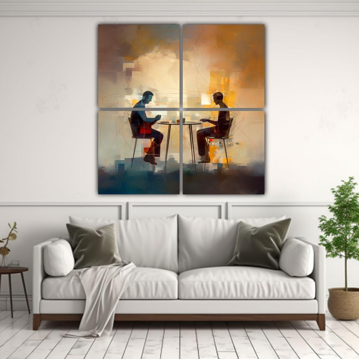 Cuadro Abstracto Para Decoración De Dos Personas 100x100 Cm-2